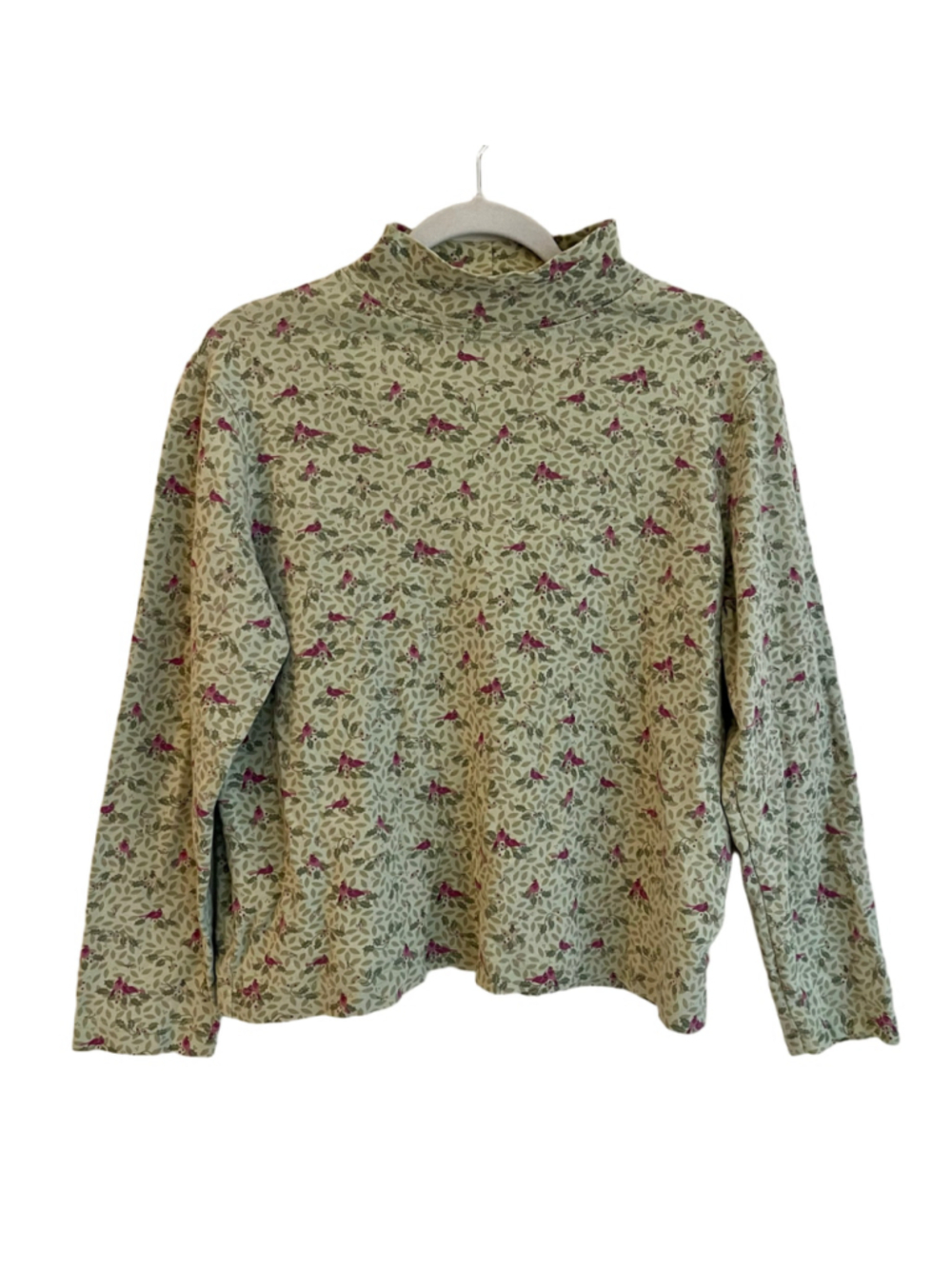 Vintage Croft & Barrow Cardinal Bird Mock Neck Top Women’s L Holiday Cottage